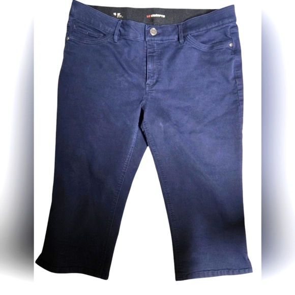 Liz Clairborne Sara Crop Mid Rise Blue Women's Pants 18 - Picture 1 of 5